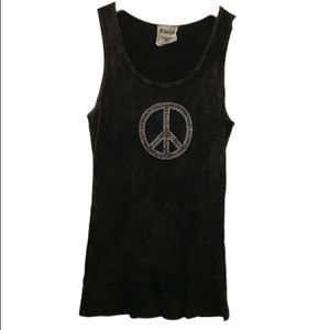 VOCAL Peace Sign Ribbed Tank Top